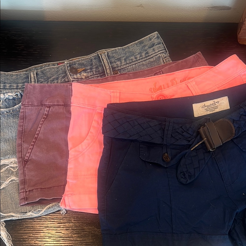 Blue and Pink Jean Shorts Casual Style